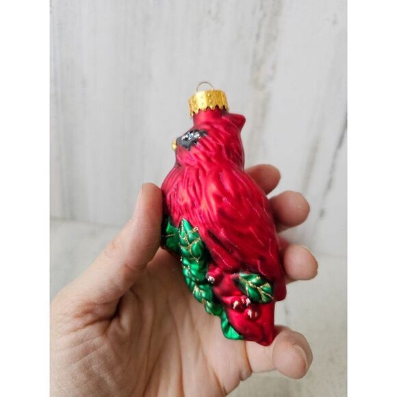 Glass Cardinal bird ornament Xmas tree set lot acorns tree - Picture 7 of 16